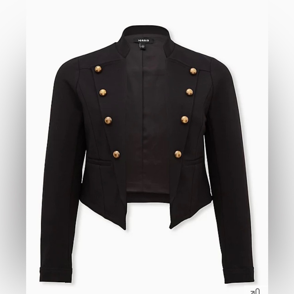 NWOT Torrid Size 1 (14/16) Military Jacket - Luxe Ponte Black